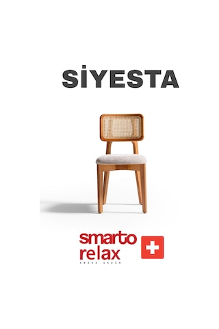 Smarto Relax Siyesta 2'li Yemek Masası Sandalye Seti - Ahşap Sırt Ve Ayaklı, Krem Kumaş Ekru & Kahverengi