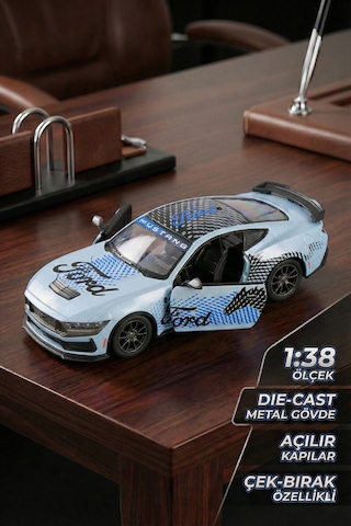 Kinsmart 2024 Ford Mustang Dark Horse 1:38 Çek Bırak Metal Model Araba Gri - Özel Livery Seri