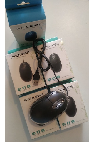 Optik Usb Kablolu Mouse Standart Ts-10 Siyah 5li Paket Siyah - Şeffaf