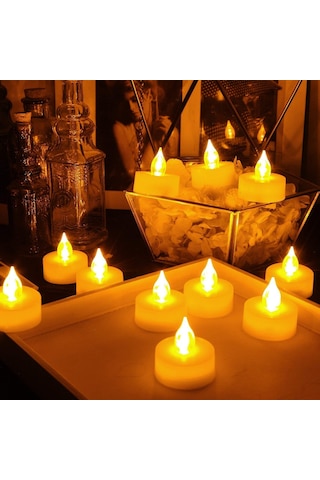 Dekor Işıklı Ramazan Mumları 24 Led Işıklı Mum Gün Işığı Pilli Led Işık Mum Pilli Mum Gün Işığı Led