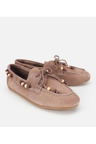 Hotiç Kadın Süet Deri Vizon Boncuk Detaylı Günlük Loafer 01ayh320490a450 01ayh320490a450