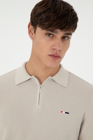 U.S. Polo Assn. Erkek Regular Fit Yarım Fermuarlı Taş Basic Kazak 50298266-VR049