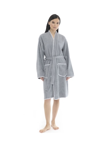 Athena Kimono Kadın Bornozu- Gri %100 Pamuk Gri
