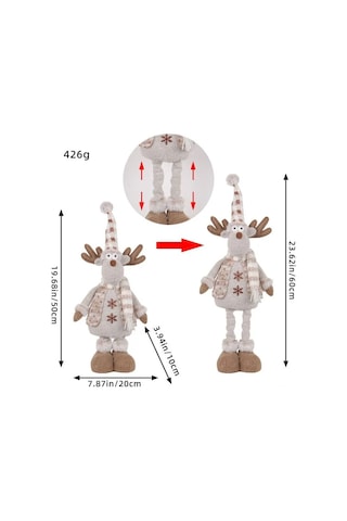 Mufunye Noel Pencere Dekorasyonu: 60cm Uzunlukta Genişleyen Y站姿li Yumuşak Alevli Geyik Figürü - S1-26 Modeli