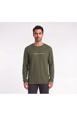 Blow Up Göğüs Yazılı Haki Erkek Sweatshirt 12446 Siyah