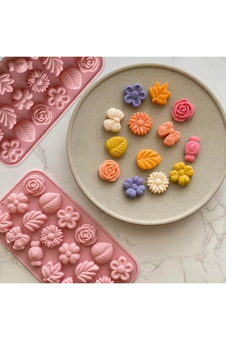 Padalink 18 Parçalık Silikon Kalıp Seti: Pasta Ve Çikolata Yapımı İçin İdeal, Çiçek Ve Yaprak Desenli, 2'li Paket Diğer