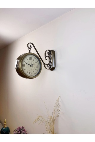 Eskitme Metal Old İstasyon Saati 36 X 25 Cm