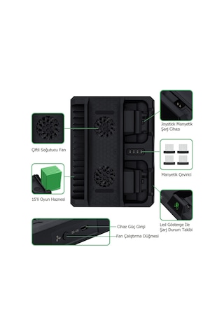 Dobe Oyun Hazneli Göstergeli Xbox One-X-S Şarj Stand Soğutucu