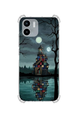 Printify Xiaomi Redmi A1plus İle Uyumlu Simya Serisi Gölge Ve Cam Tasarımlı Uv Baskılı Köşe Korumalı Antişok Kılıf Şeffaf