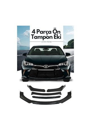 4 Parça Ön Lip Universal Ön Tampon Eki Piano Black Siyah Renk