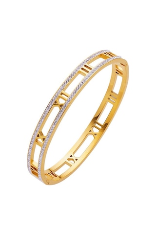 Chavin Gold Çelik Taşlı Bayan Kelepçe Bileklik Eu15sr