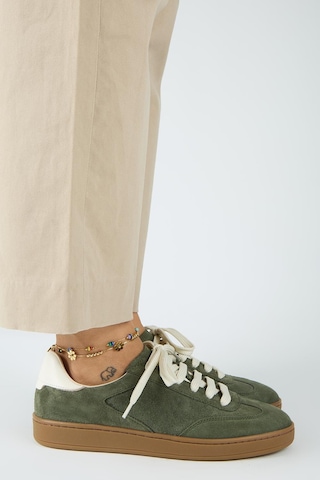 Manijero Krahe Barbella 2 Kadın Hakiki Deri Üç Ayrı Alternatif Bağcıklı Haki-ekru Sneakers