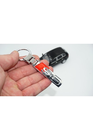 Audi Uyumlu S6 Logo Çift Yön Krom Metal Stil Anahtarlık