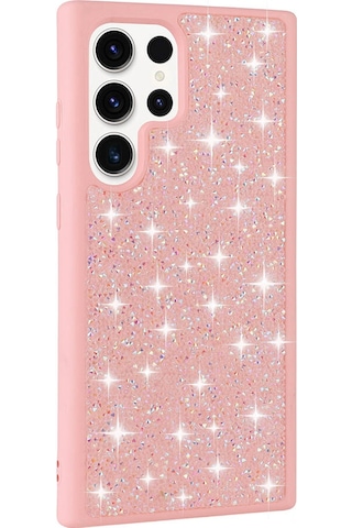 Zore Galaxy S23 Ultra Uyumlu Parlak Taşlı Tasarım Pırlanta Msra Kılıf-pembe Pembe