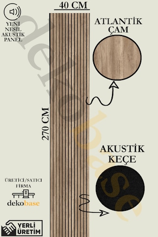 Atlantik Çam 40x270 Yeni Nesil Akustik Ahşap Duvar Paneli