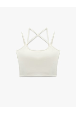 Koton Sırt Detaylı Slim Fit İp Askılı Kolsuz Crop Spor Atlet Ekru 6sak30252nk
