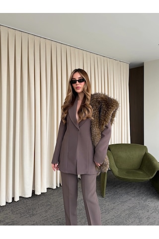 Laluvia Kahverengi Belden Oturtma Blazer Ceket - 9684 Kahverengi