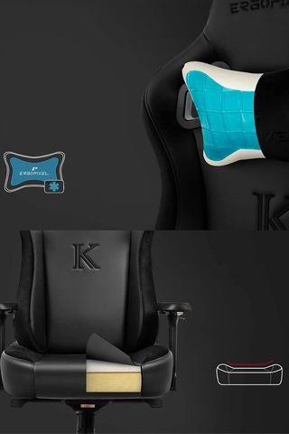 Knight Series Premium Siyah Oyuncu Koltuğu, Geriye Yatılabilir, Ayarlanabilir Kolçak Çok Renkli