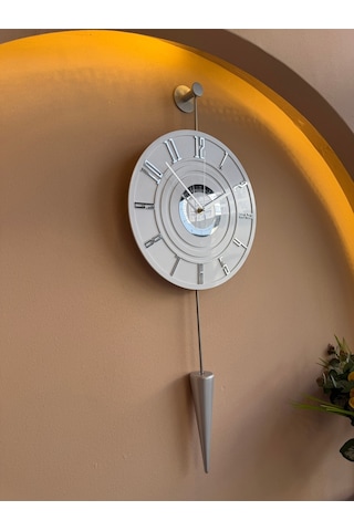 Metaquartz Aksesuar Galileo Led'li - Gümüş - 12-24h - 34 85 Cm , Ledli Duvar Saati Gümüş