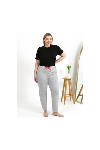 Mtm My The Mall Kadın Pamuklu Büyük Beden Alt Pijama Gri Gri