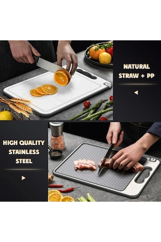 Liangmei 1 Adet Paslanmaz Çelik Kesme Tahtası Çift Taraflı Kesme -