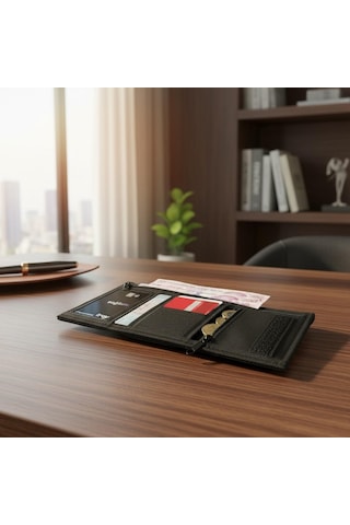 Elegance Siyah Logolu Replika Basic Spor Wallet Cüzdan 421-siyah