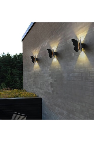 Modern Duvar Power Iç Ve Dış Mekan Aplik Butterfly Led Aplik Siyah Gövde Gün Işığı Kelebek Aplik Siyah