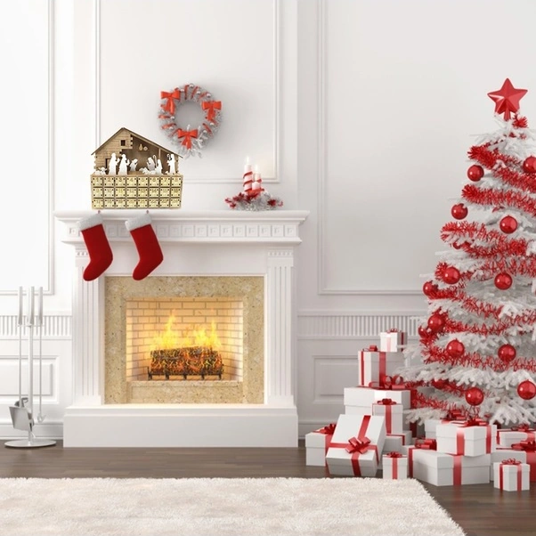 Fortunelane Noel Işıklı Ahşap Takvim: İsa Sahneli Çekmeceli Dekoratif Yılbaşı Geri Sayım Ürünü Farklı Renkli Çok Renkli