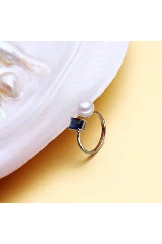 Mor Lsooyh Doğal Tatlı Su Inci Yüzükler Kadınlar Için Moda Boho Mavi Kristal Yüzük Inci Takı Mor