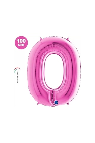 Folyo Rakam 0 Sıfır Pembe Renkli 40 İnç 100 Cm Grabo Doğum Günü Balonu Çok Renkli