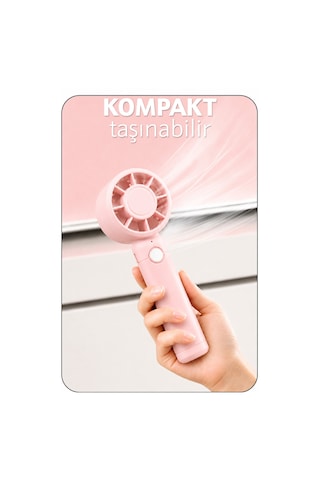 Turbo 3 Mod Şarjlı El Fanı 3 Kademe Seyahat Masaüstü Vantilatör Taşınabilir Mini Fan Pembe F130