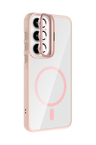 Zore Galaxy Uyumlu A55 Kılıf Standlı Ve Kamera Lens Hediyeli M-safe Şarj Özellikli Ogaa Etro Kapak - Lacivert