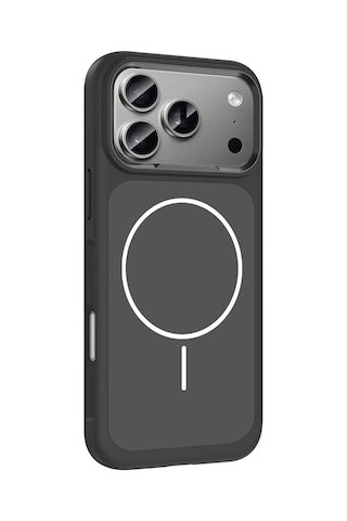 Apple Uyumlu iPhone 17 Pro Max Kılıf M-safe Şarj Özellikli Metal Kamera Çerçeveli Sanremo Silikon Kılıf Siyah
