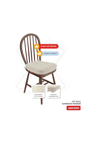 Sandalye Minderi 42x42x8 Cm Kalın Çift Kat Pofidik Minder Yıkanabilir Fermuarlı Su Ve Yağ İtici Bej Çok Renkli