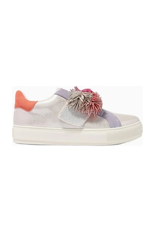 Kurt Geiger Laney Pom Pom Deri Taşlı Lüks Tasarım Kadın Sneaker Çok Renkli