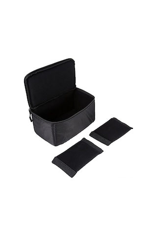 Vkemall Siyah Lens Kılıfı, Yumuşak Dolgulu, Su Geçirmez, 3 Fermuar, 26x15x14cm, Kamera Lens Koruyucu, Çantalara Bağlanabilir