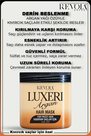 Revola Luxeri Kabaran Saçlar İçin Tuzsuz Saç Maskesi 500 Ml Argan
