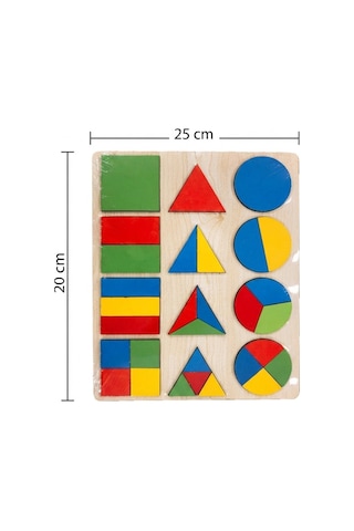 Renkli Şekiller 30 Parça Ahşap Eğitici Zeka Geliştirici Geometrik Şekiller Puzzle