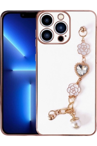 Apple Uyumlu iPhone 14 Pro Kılıf El Tutamaçlı Kamera Korumalı Zore Taka Silikon Kapak Beyaz