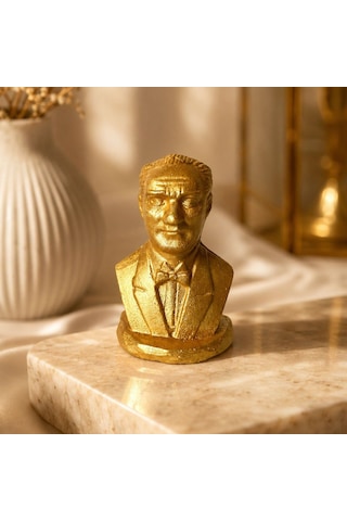 Bk Gift Gümüş Renk Lider Büstü 8 Cm Dekoratif Masa Üstü Heykel Biblo