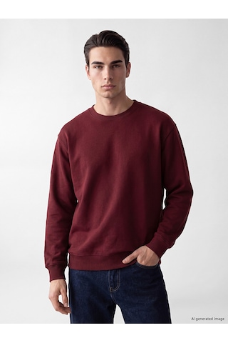 Lcw Vision Bordo Bisiklet Yaka Erkek Sweatshirt