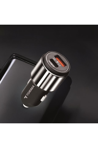 Torima C16 45w Silver Araç Şarj Cihazı Lıghtnıng Kablolu Hızlı Şarj Adaptörü