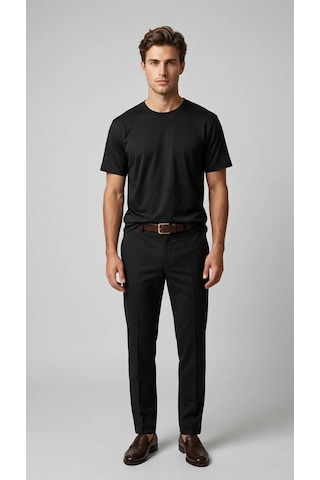 Lenasso Soft Touch Basic Erkek T-shirt Siyah
