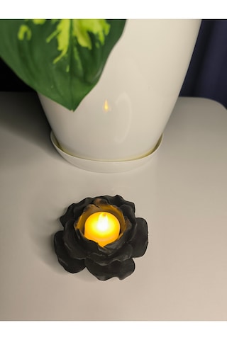 Mumluk - Gül Tealight Tutucu Siyah