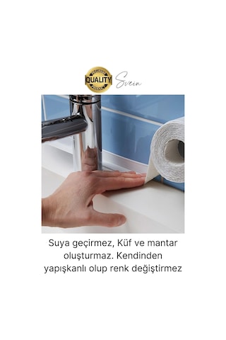 Ekstra Kalın 3.35 Mt Banyo Küvet Duşakabin Mutfak Tezgah Lavabo Su Sızdırmaz Kenar Bandı Beyaz Bant