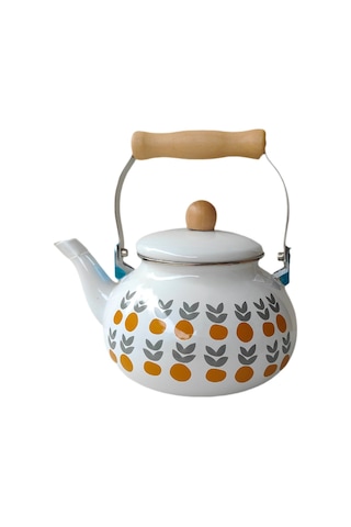 Emaye Çaydanlık Porselen Emayel Tikek 2.5l Sağlam Isıya Dayanıklı Vintage Çiçek Emaye Tenceresi Mutfak Dekoru Evi Altın - Çelik