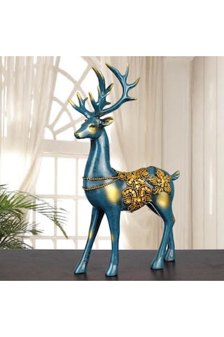 Homyl Yılbaşı Mavisi Için Çift Geyik Süs Reçine Mavi Tarif Edildiği Gibi