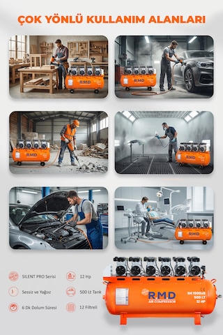 R.m.d Kompresör 500 Lt Hava Kompresörü Sessiz Ve Yağsız Sh1500ı6