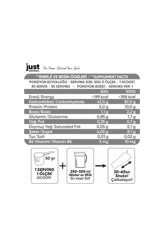 Just Nutrition Mass Gainer Karbonhidrat Tozu 1500 Gr 30 Servis Çikolata + Shaker + Protein Kahve çikolata