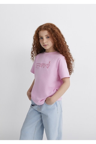 Mavi - Mavi Logo Kedi Baskılı Pembe Tişört 7610338-70973 Pembe